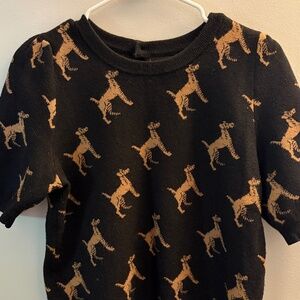 Anthropologie Maeve Top Size S Black with Dog Pattern